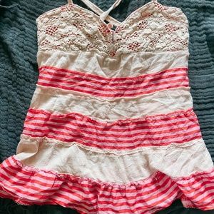 Vintage Free People Tank Top Pink and Cream